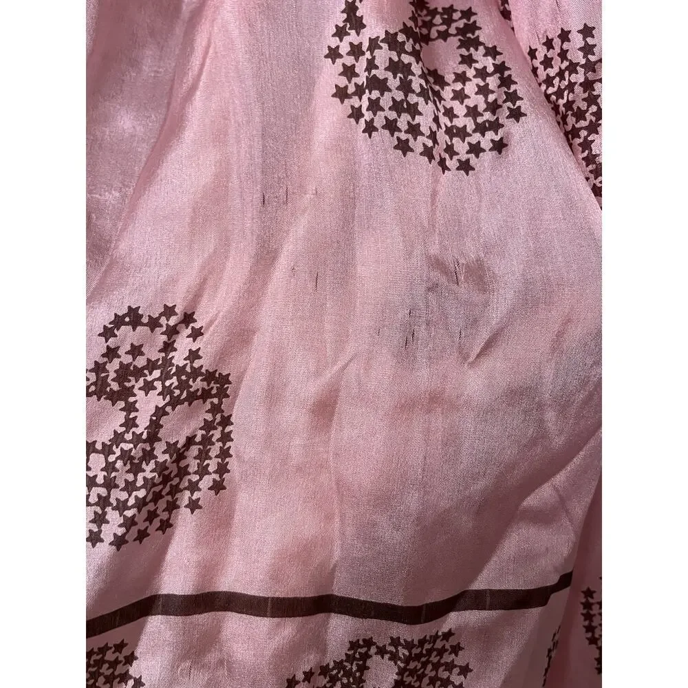Y2K Pink Black Silk Chiffon Skull Print Rectangle Scarf Shawl Indie Sleaze 44x70